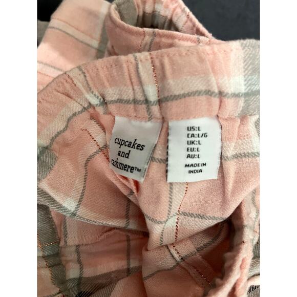 Womens Cupcakes and Cashmere Pink Gray Plaid PJ Lounge Set Large NWT - Picture 6 of 12